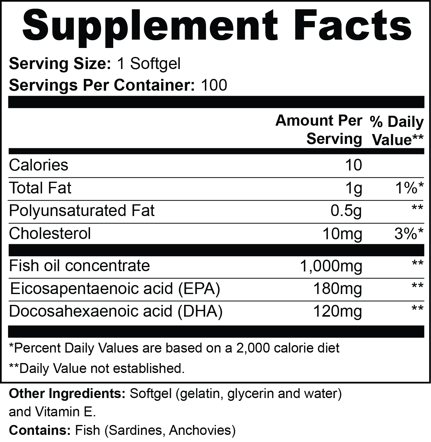 Omega 3 Fish Oil 1000mg